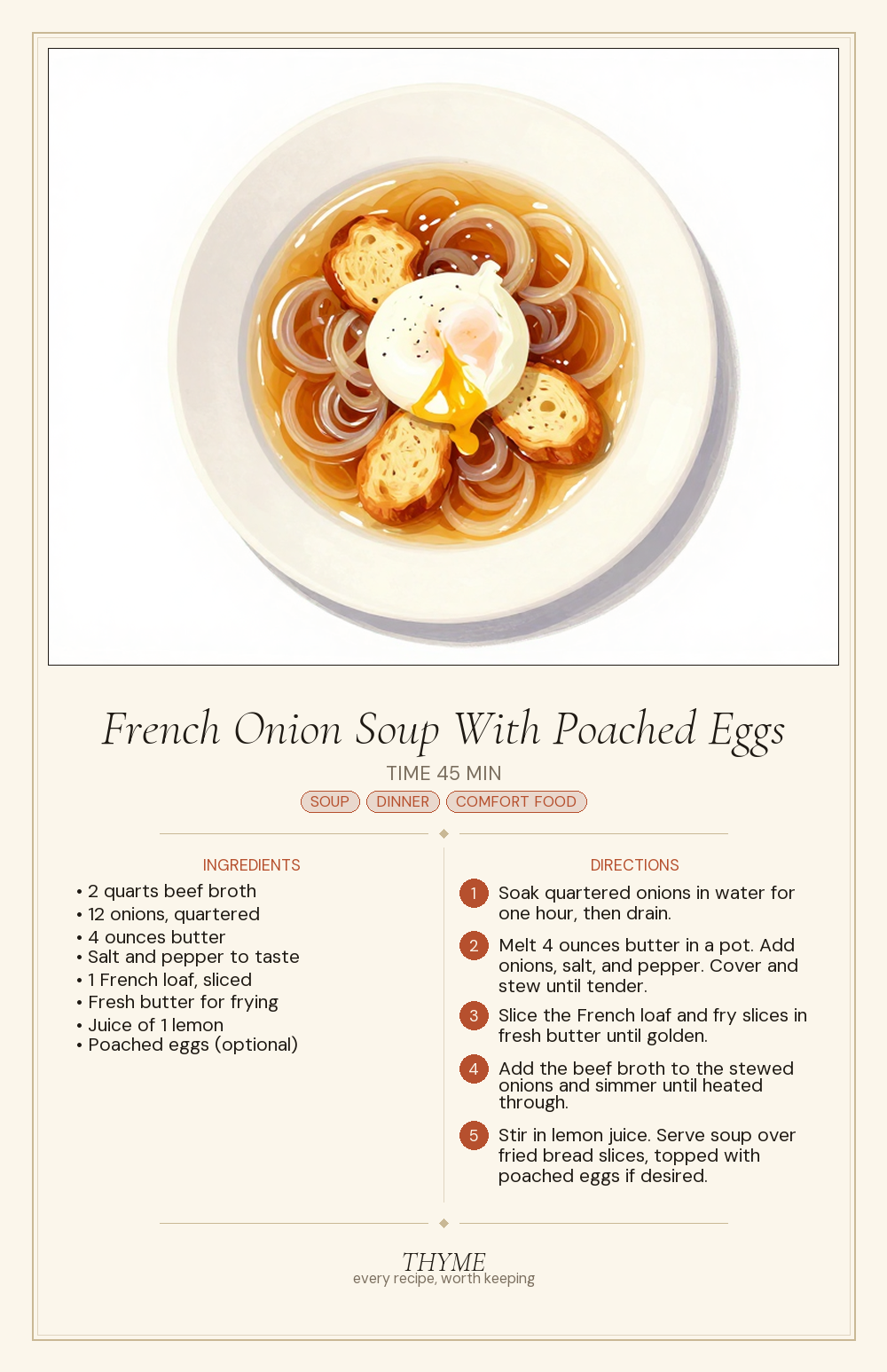 French Onion Soup With Poached Eggs