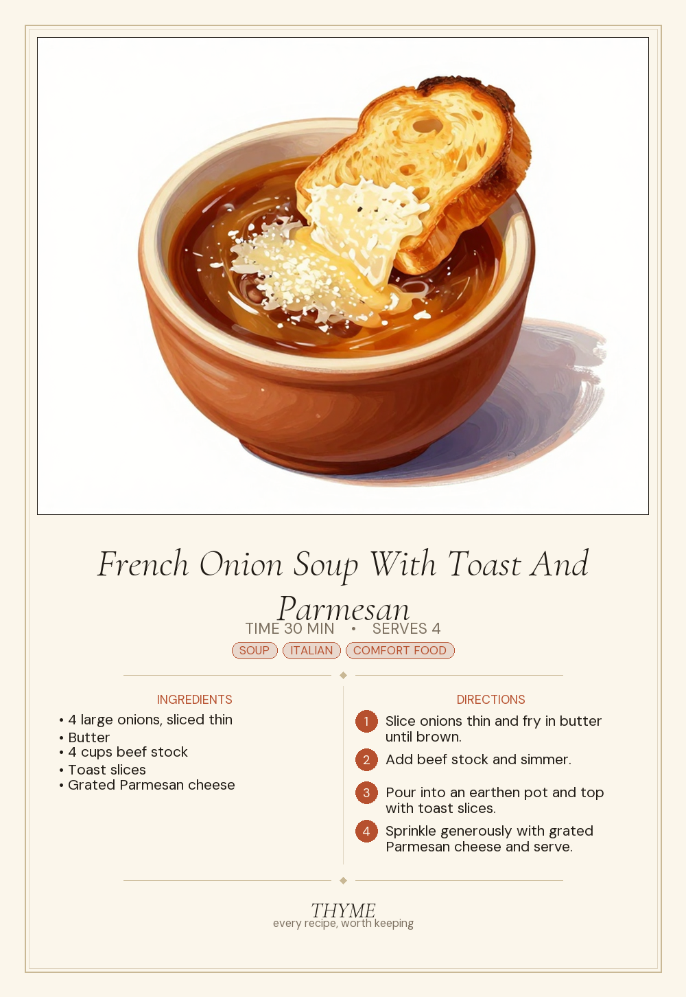 French Onion Soup With Toast And Parmesan