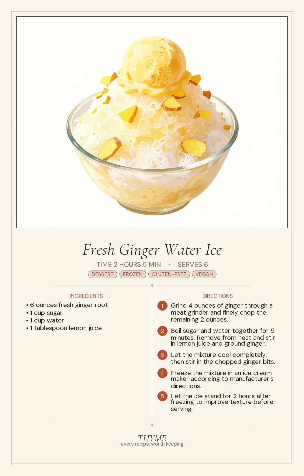 Fresh Ginger Water Ice