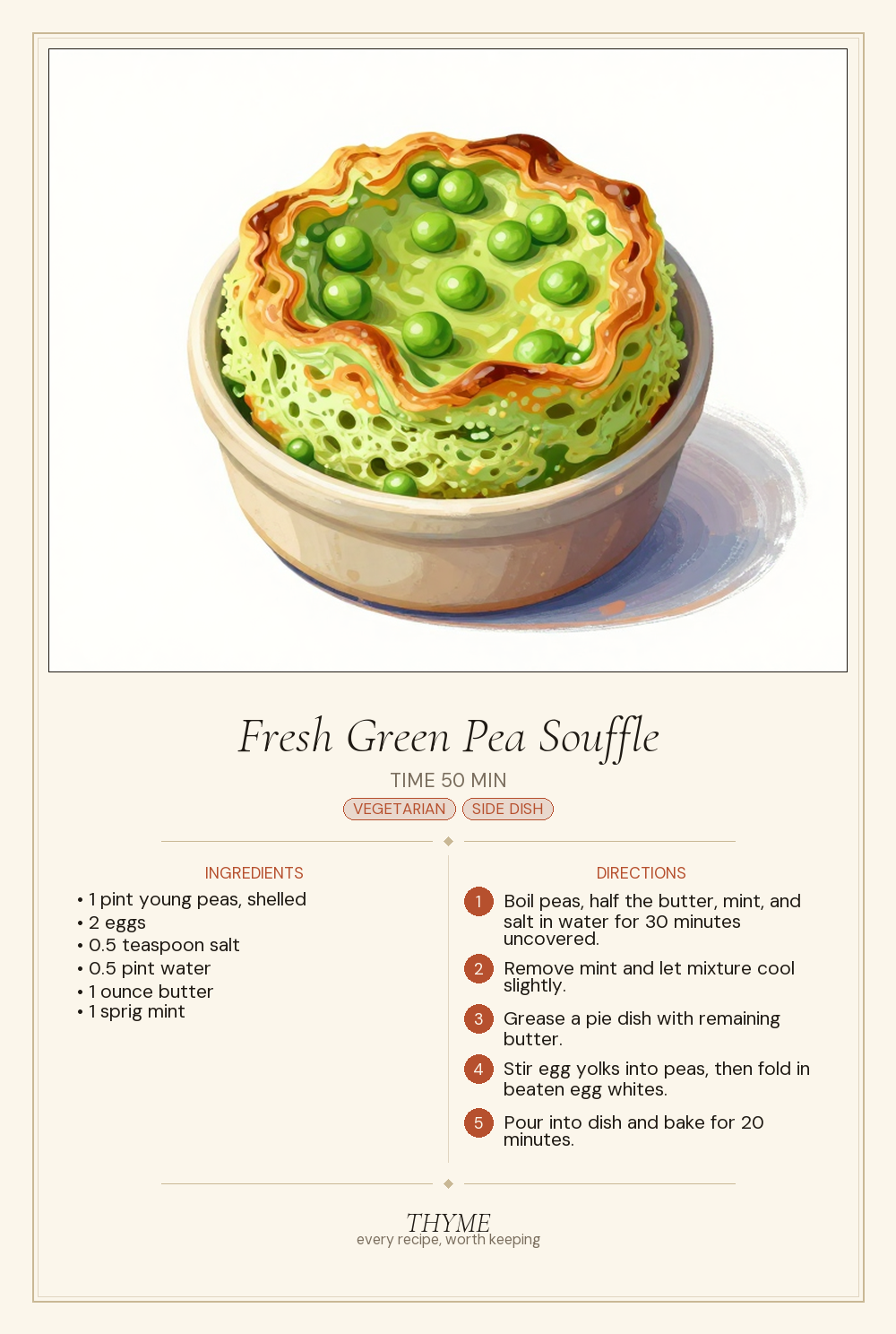 Fresh Green Pea Souffle