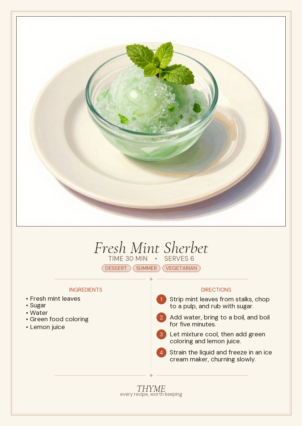 Fresh Mint Sherbet