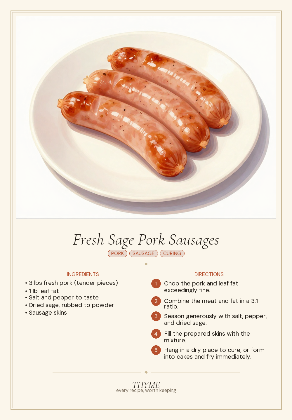 Fresh Sage Pork Sausages