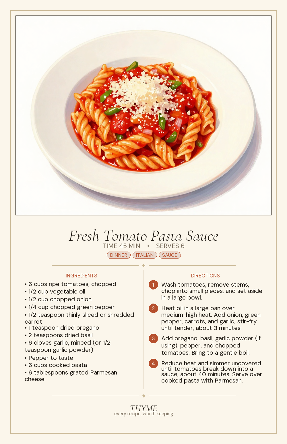 Fresh Tomato Pasta Sauce