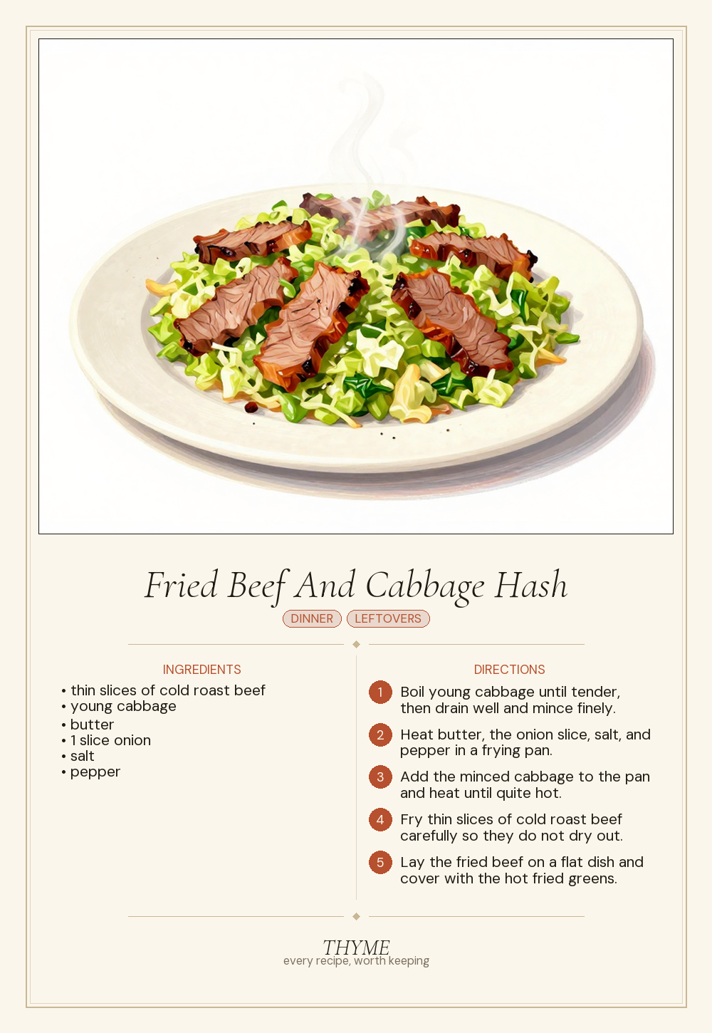 Fried Beef And Cabbage Hash