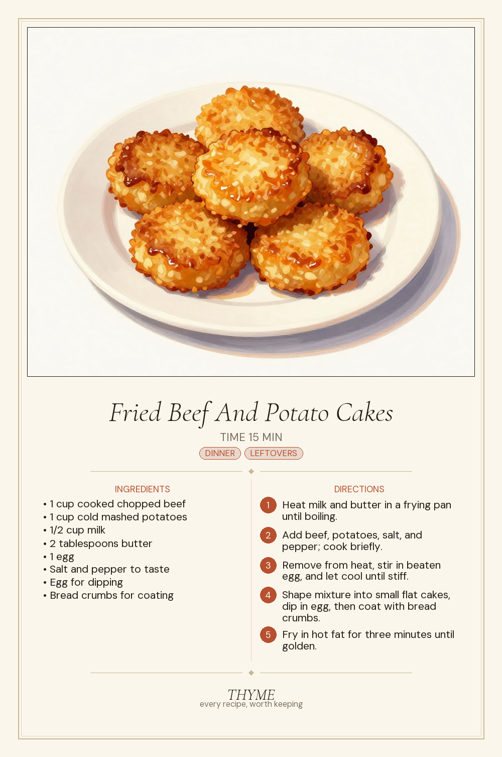 Fried Beef And Potato Cakes