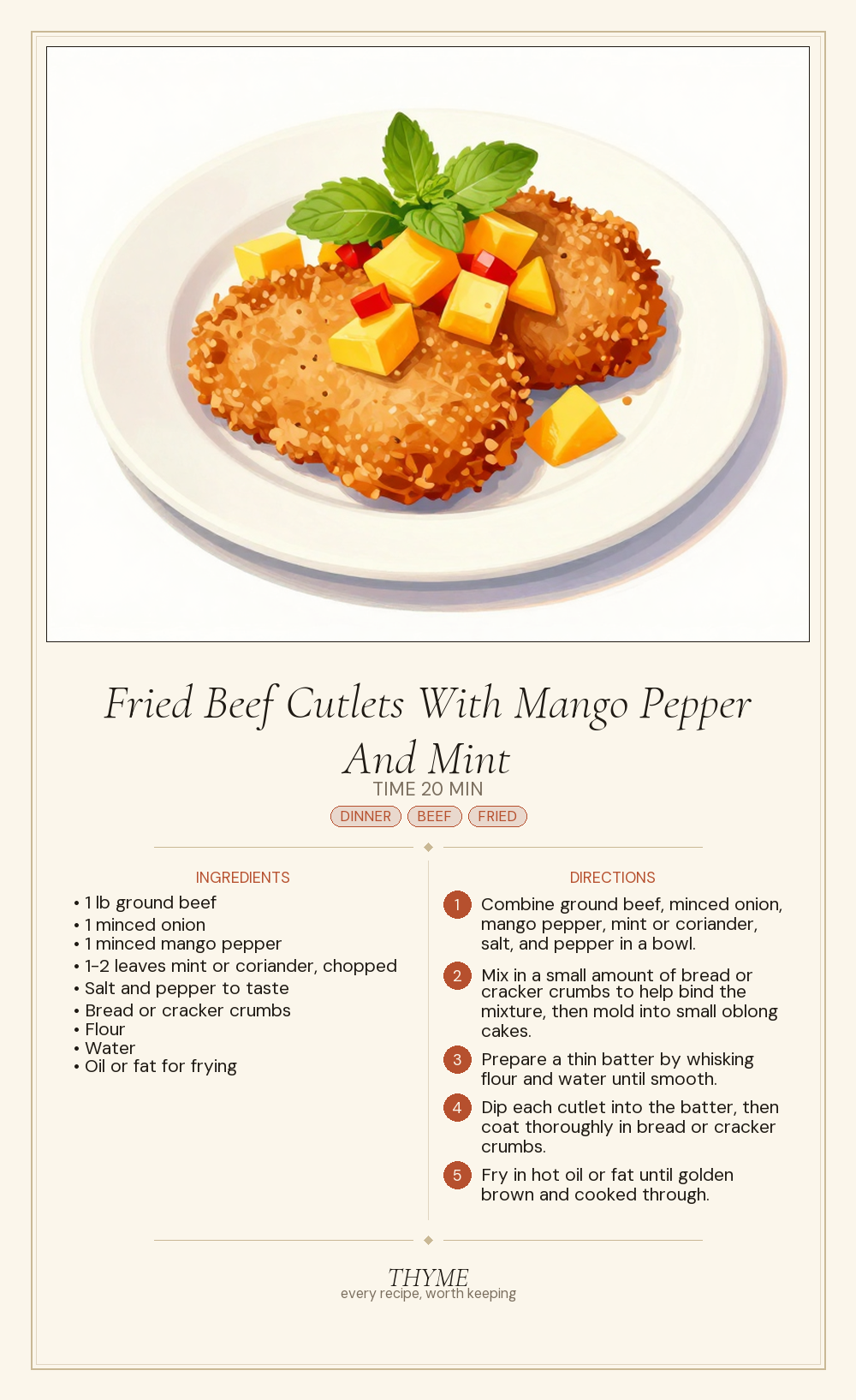 Fried Beef Cutlets With Mango Pepper And Mint