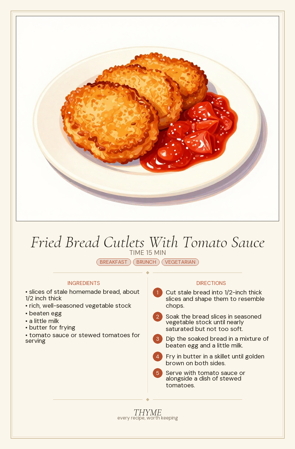 Fried Bread Cutlets With Tomato Sauce