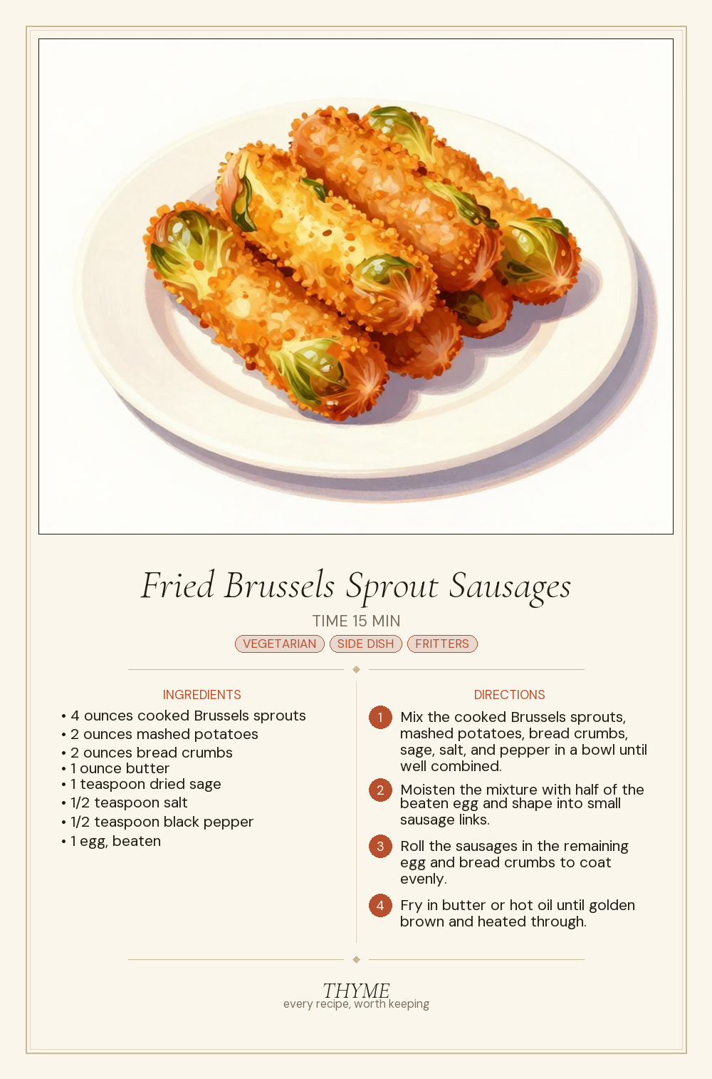 Fried Brussels Sprout Sausages