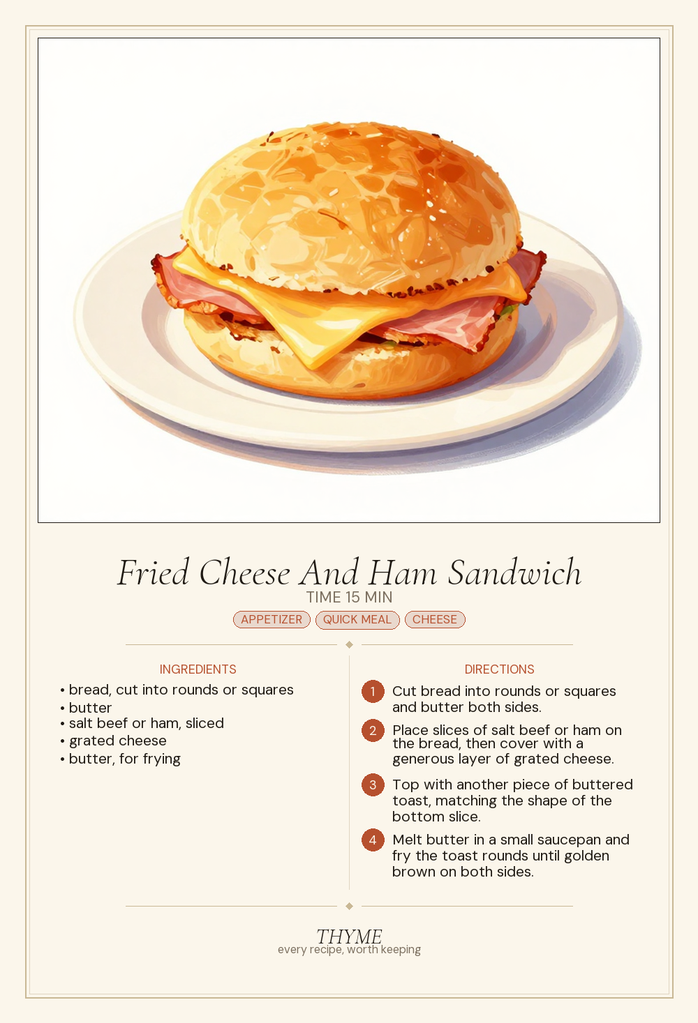 Fried Cheese And Ham Sandwich