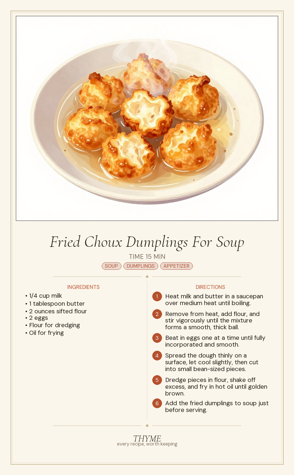 Fried Choux Dumplings For Soup