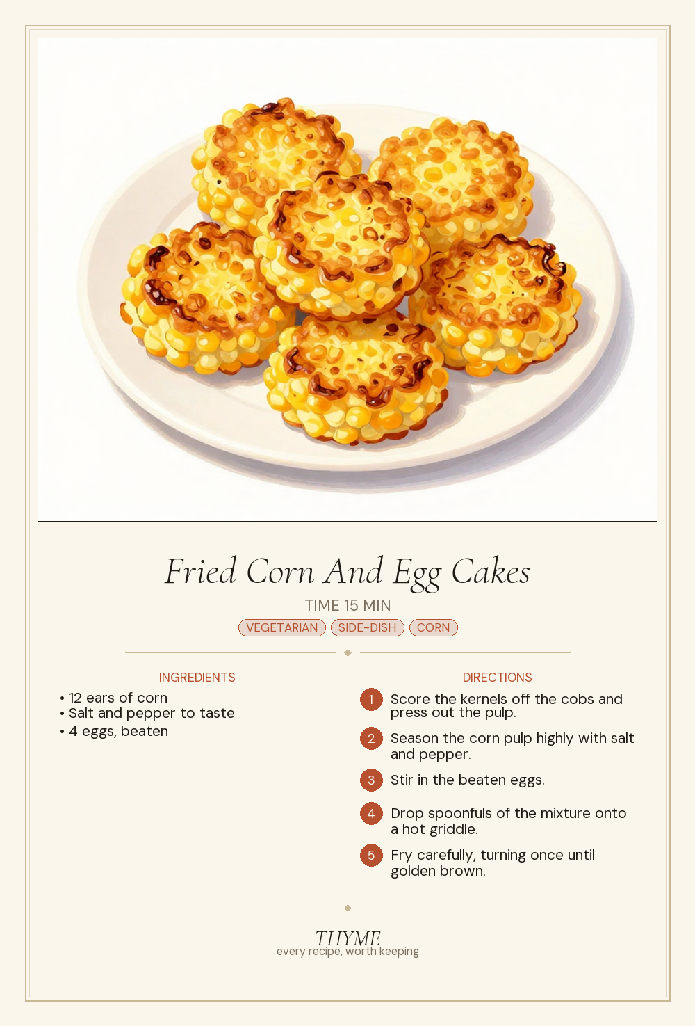 Fried Corn And Egg Cakes