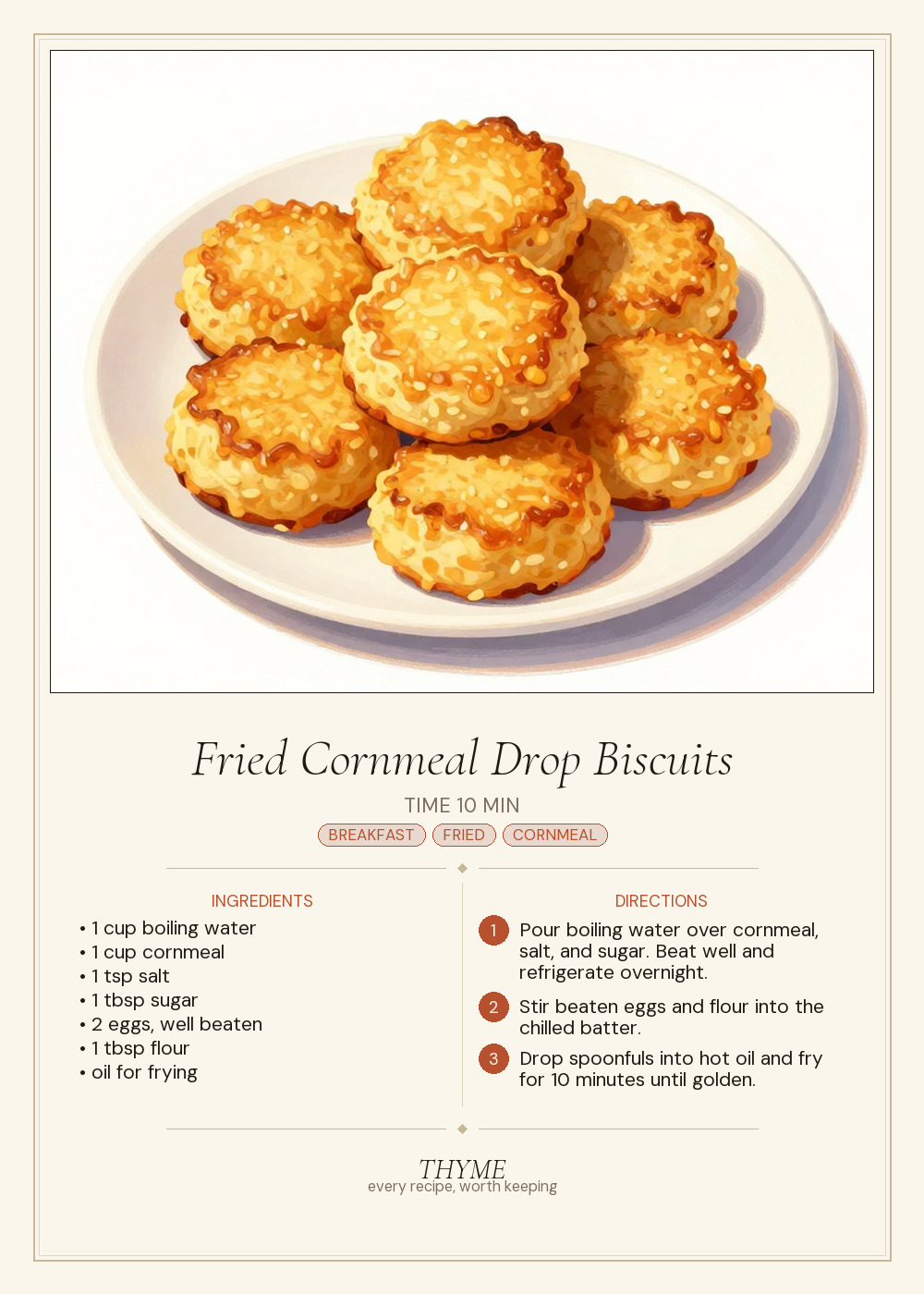 Fried Cornmeal Drop Biscuits