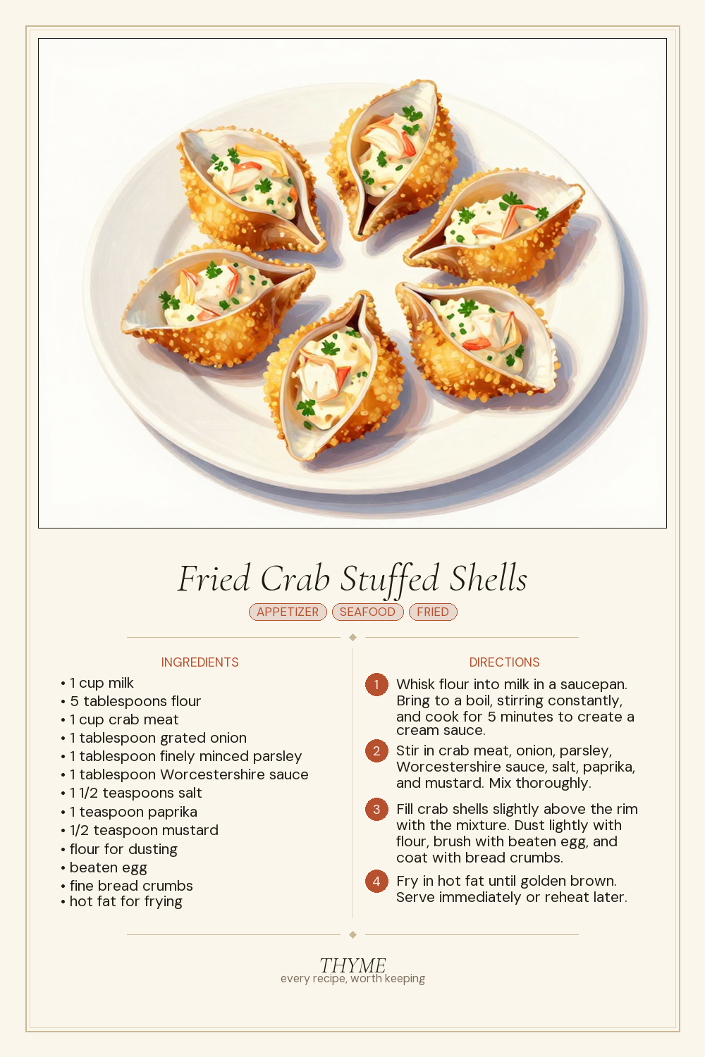 Fried Crab Stuffed Shells