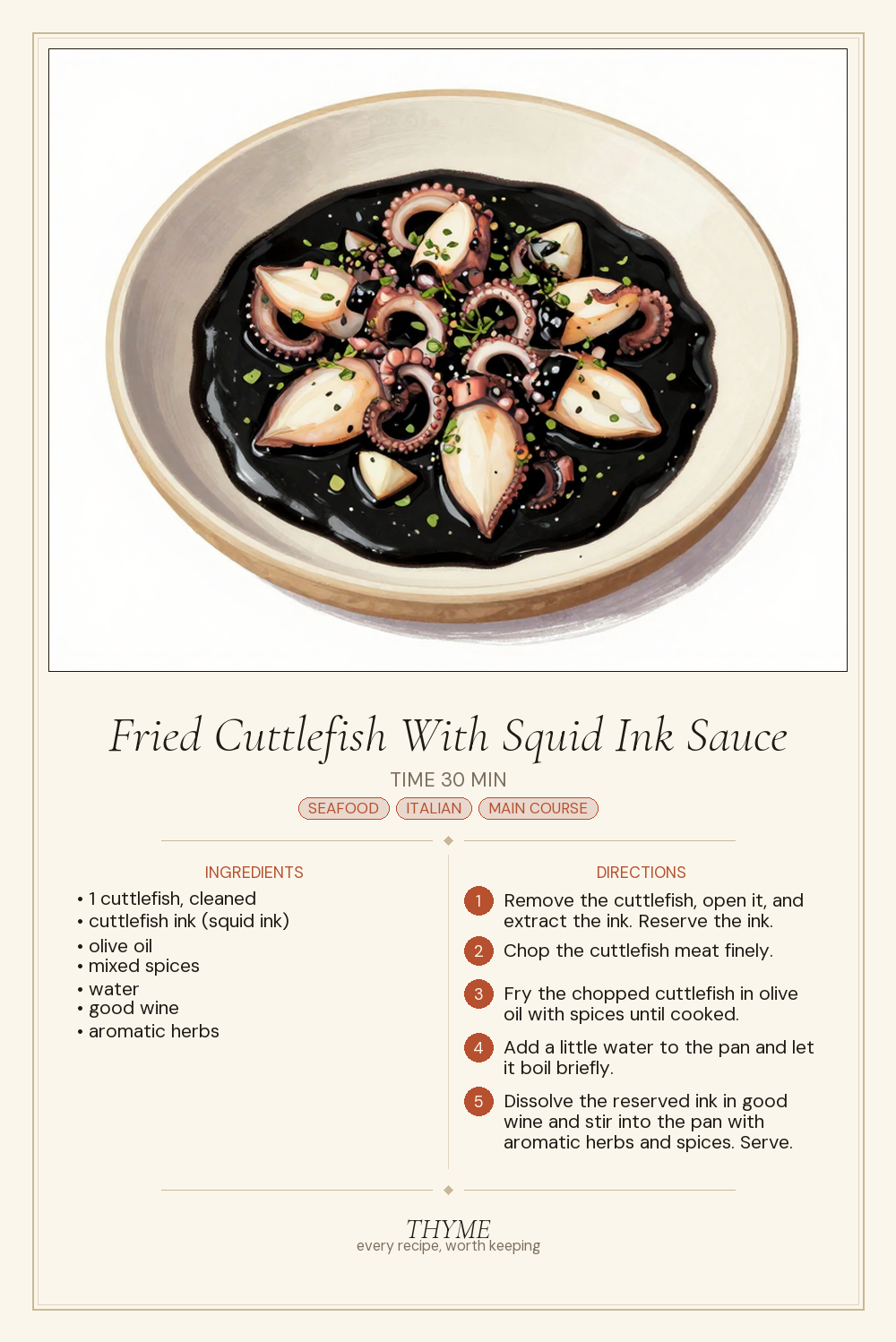 Fried Cuttlefish With Squid Ink Sauce