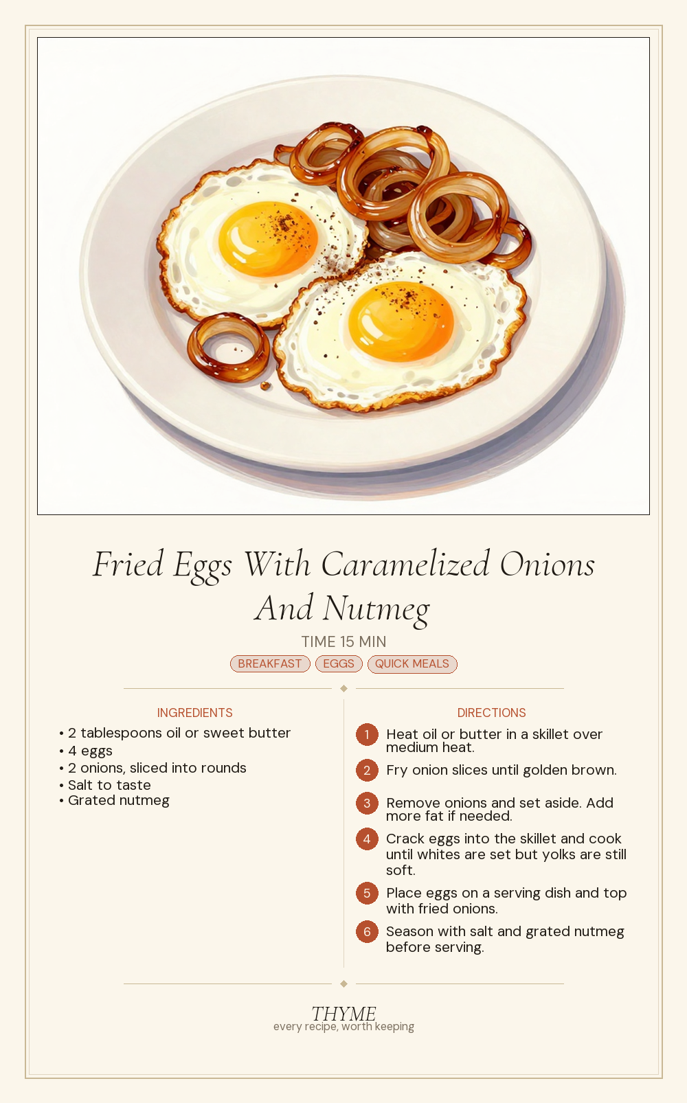 Fried Eggs With Caramelized Onions And Nutmeg