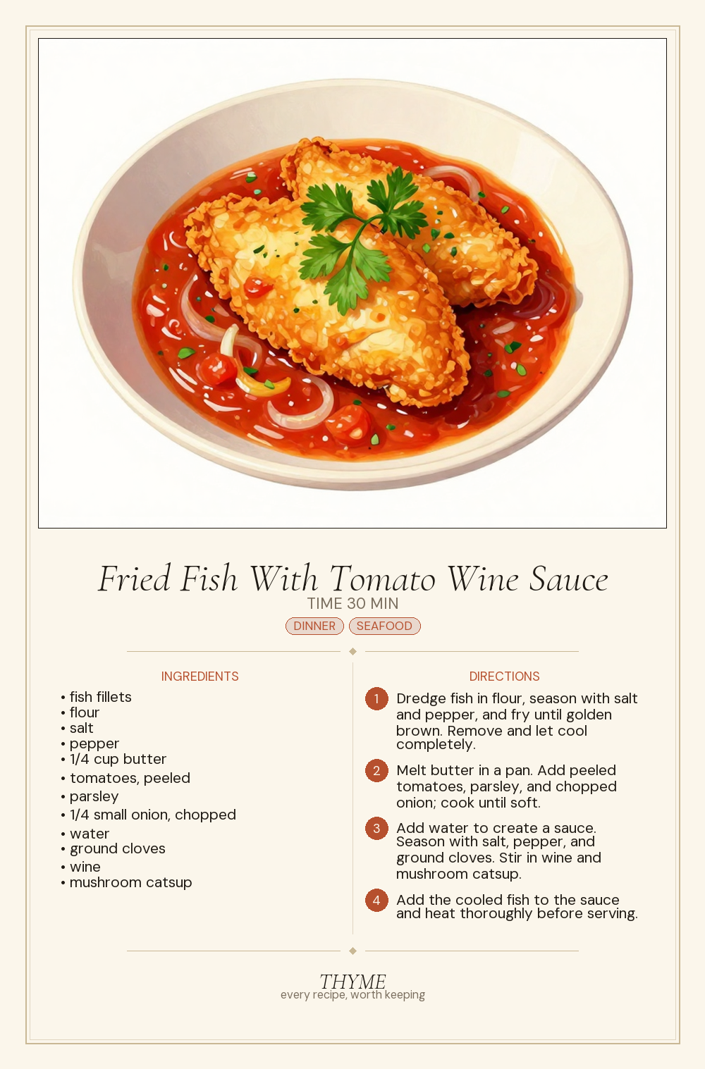 Fried Fish With Tomato Wine Sauce