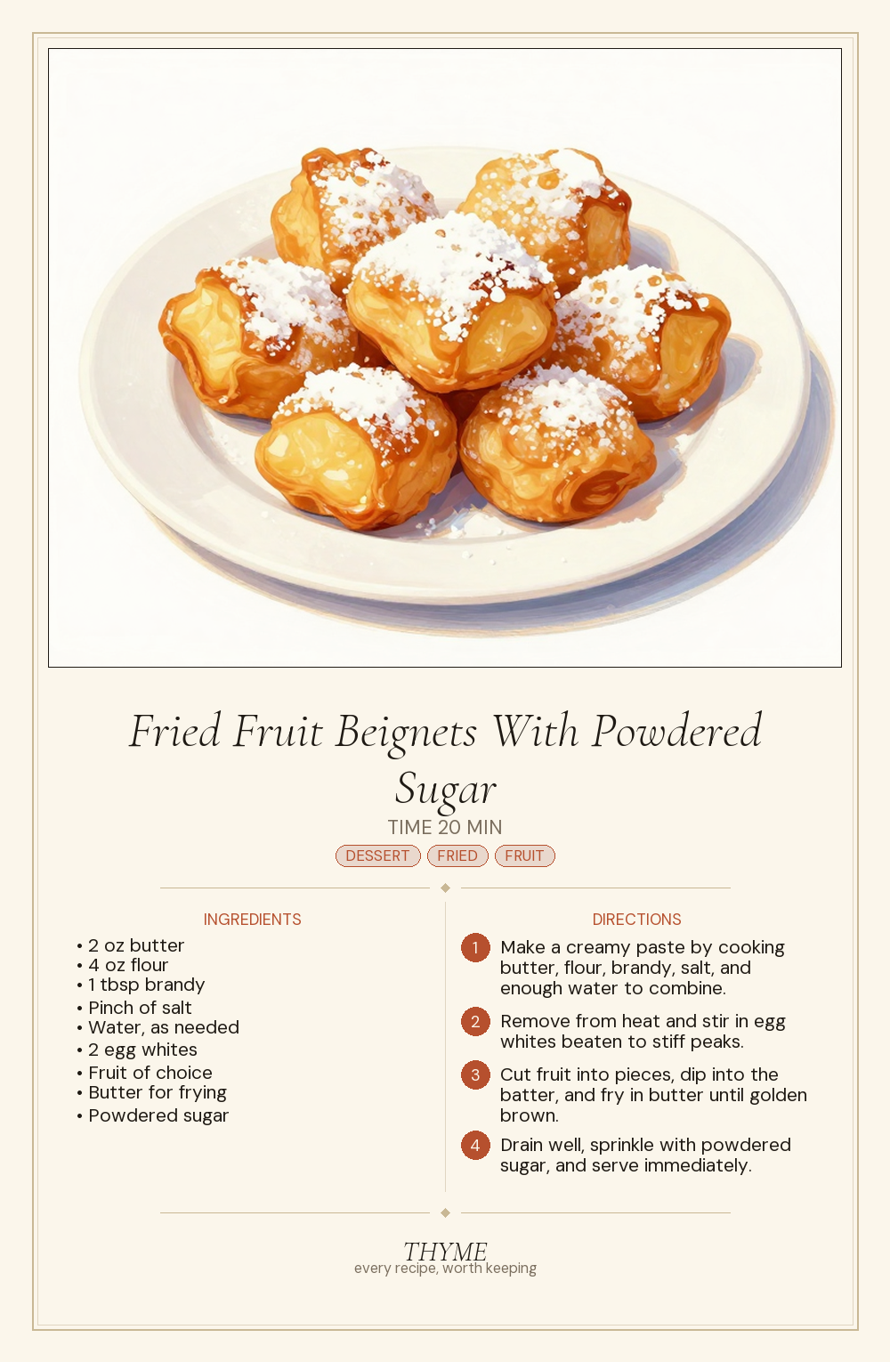 Fried Fruit Beignets With Powdered Sugar