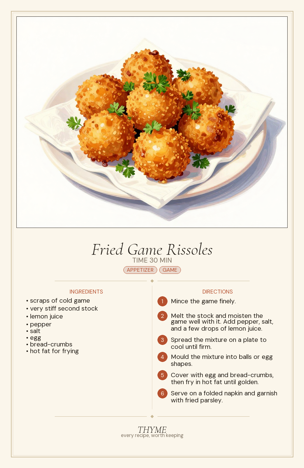 Fried Game Rissoles