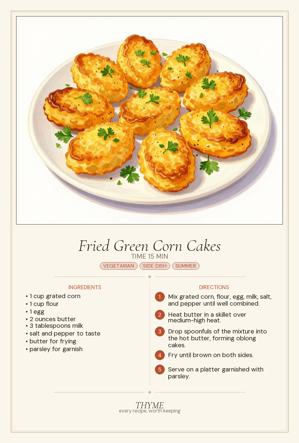 Fried Green Corn Cakes