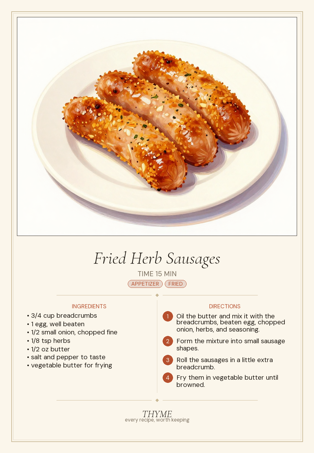 Fried Herb Sausages