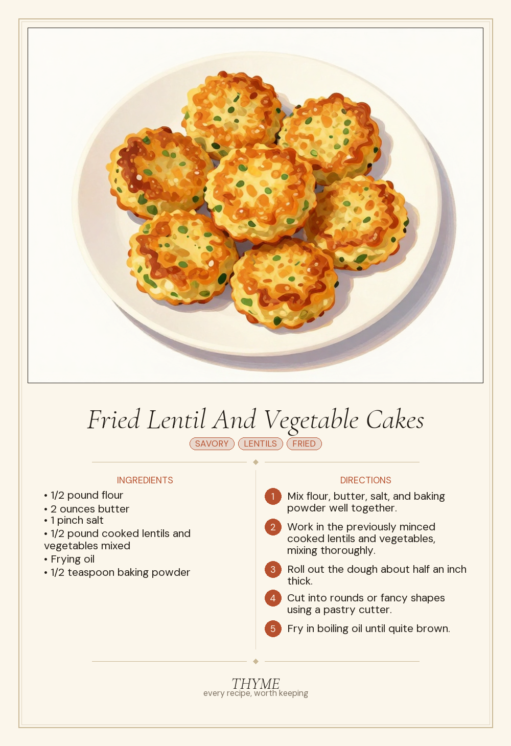 Fried Lentil And Vegetable Cakes