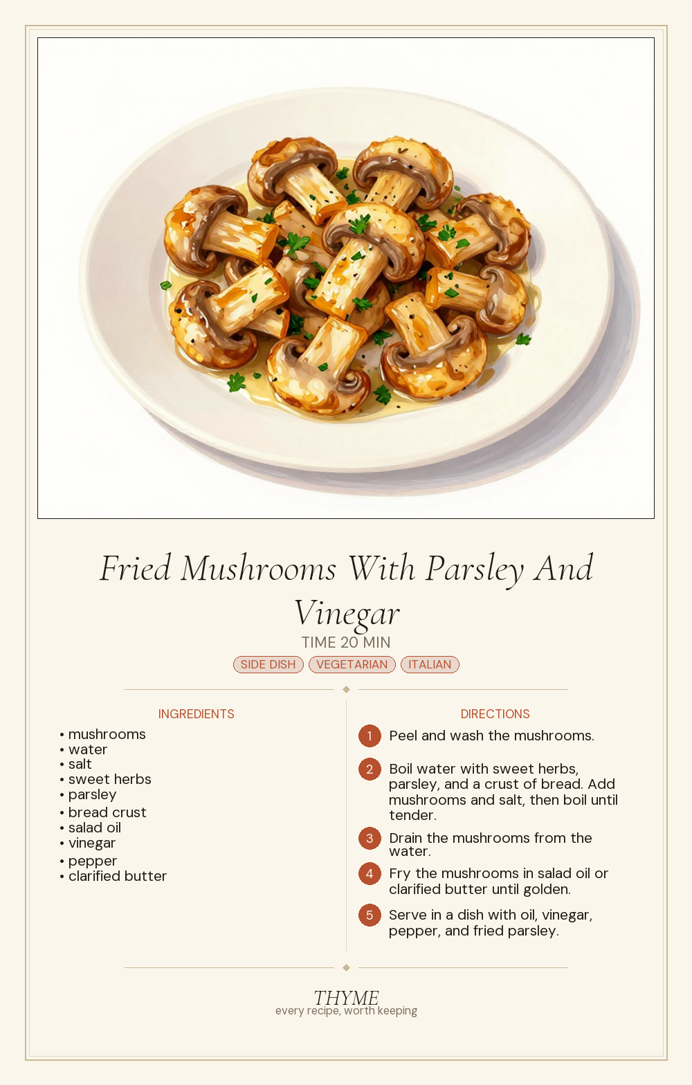 Fried Mushrooms With Parsley And Vinegar