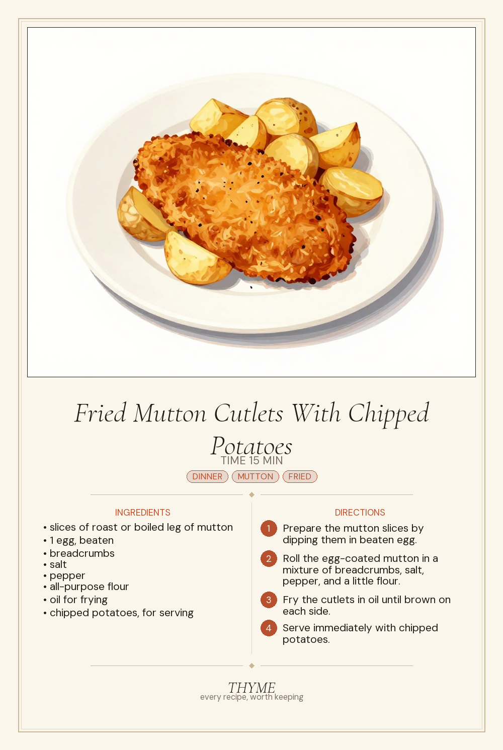 Fried Mutton Cutlets With Chipped Potatoes