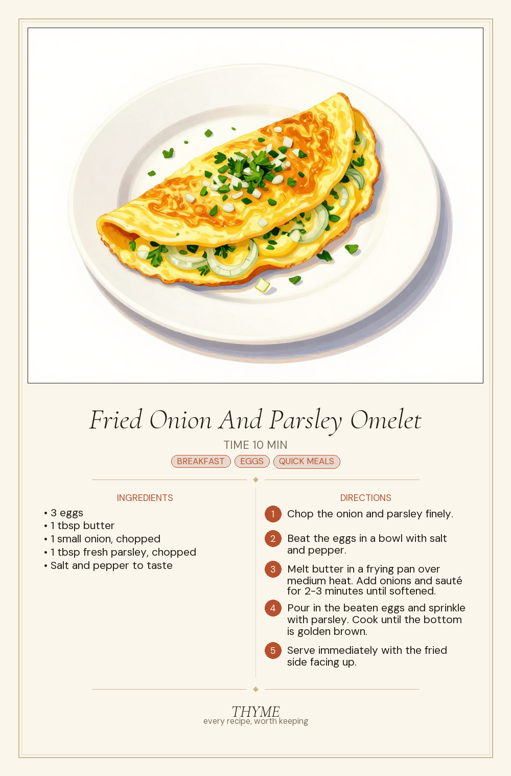 Fried Onion And Parsley Omelet