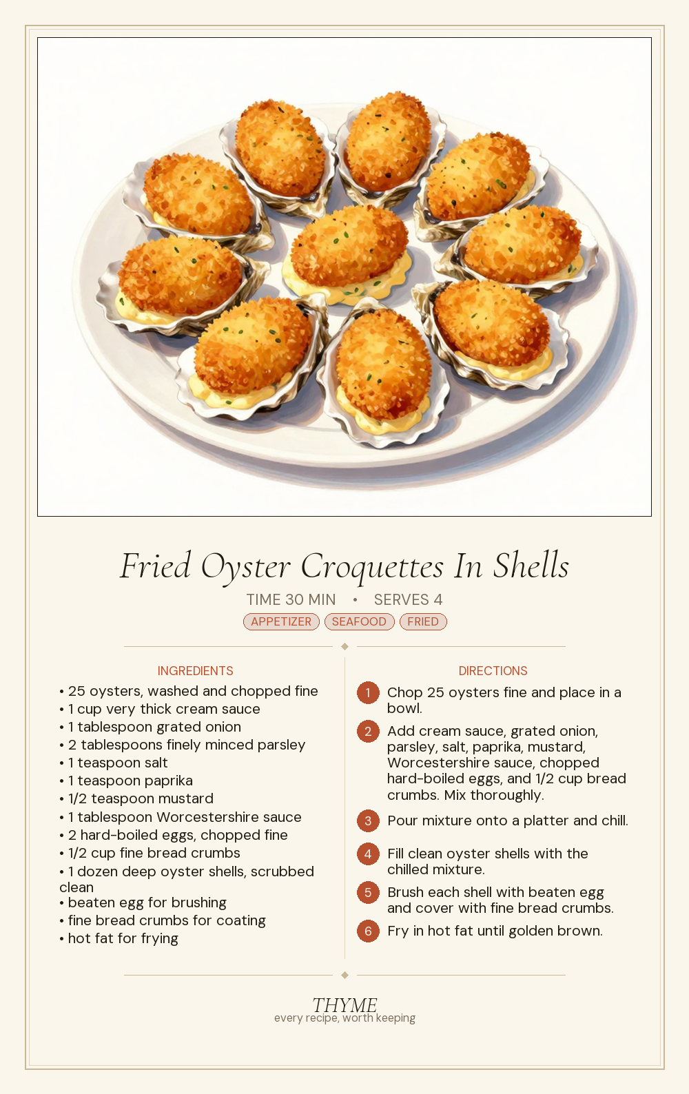 Fried Oyster Croquettes In Shells