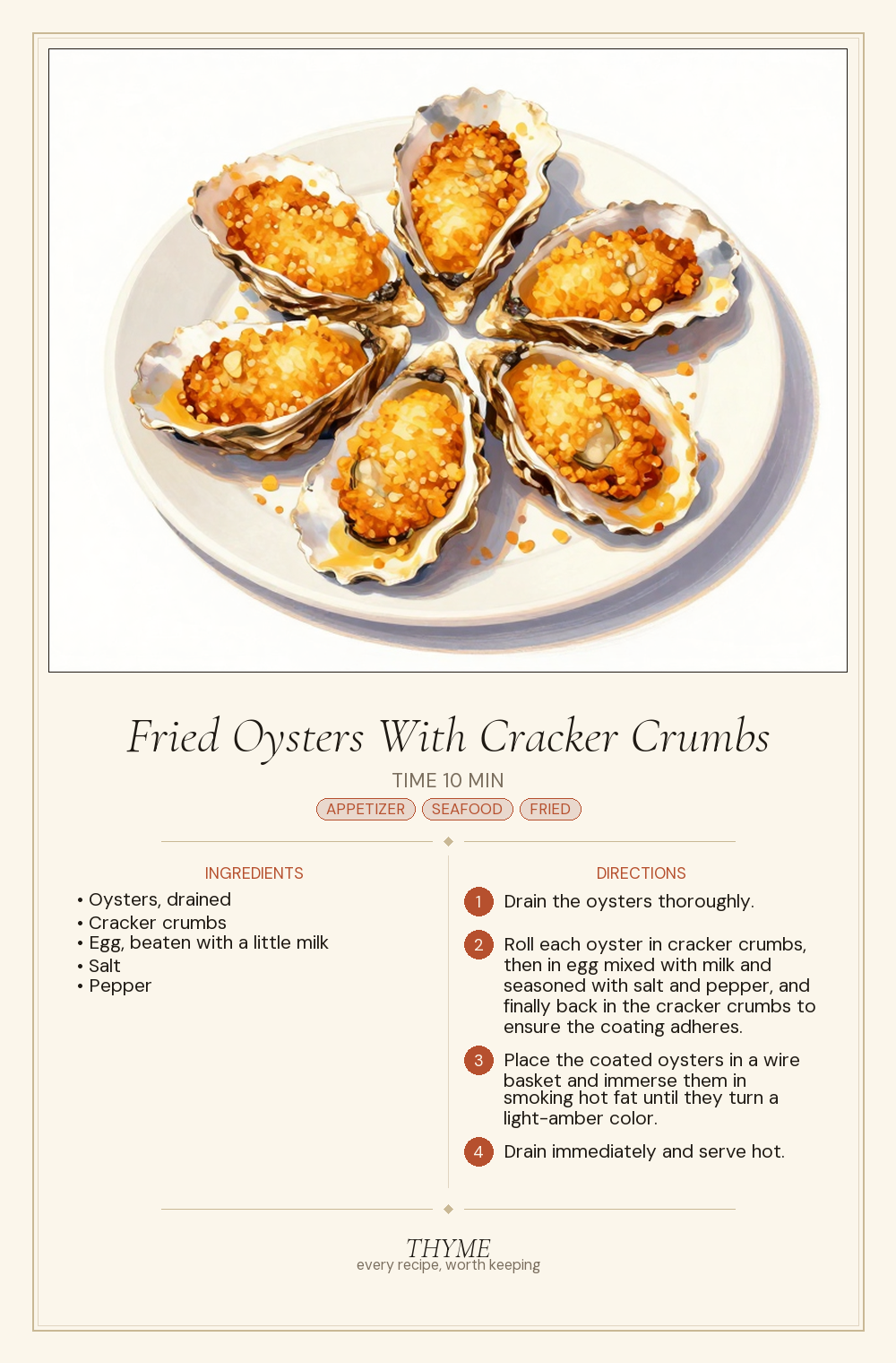 Fried Oysters With Cracker Crumbs