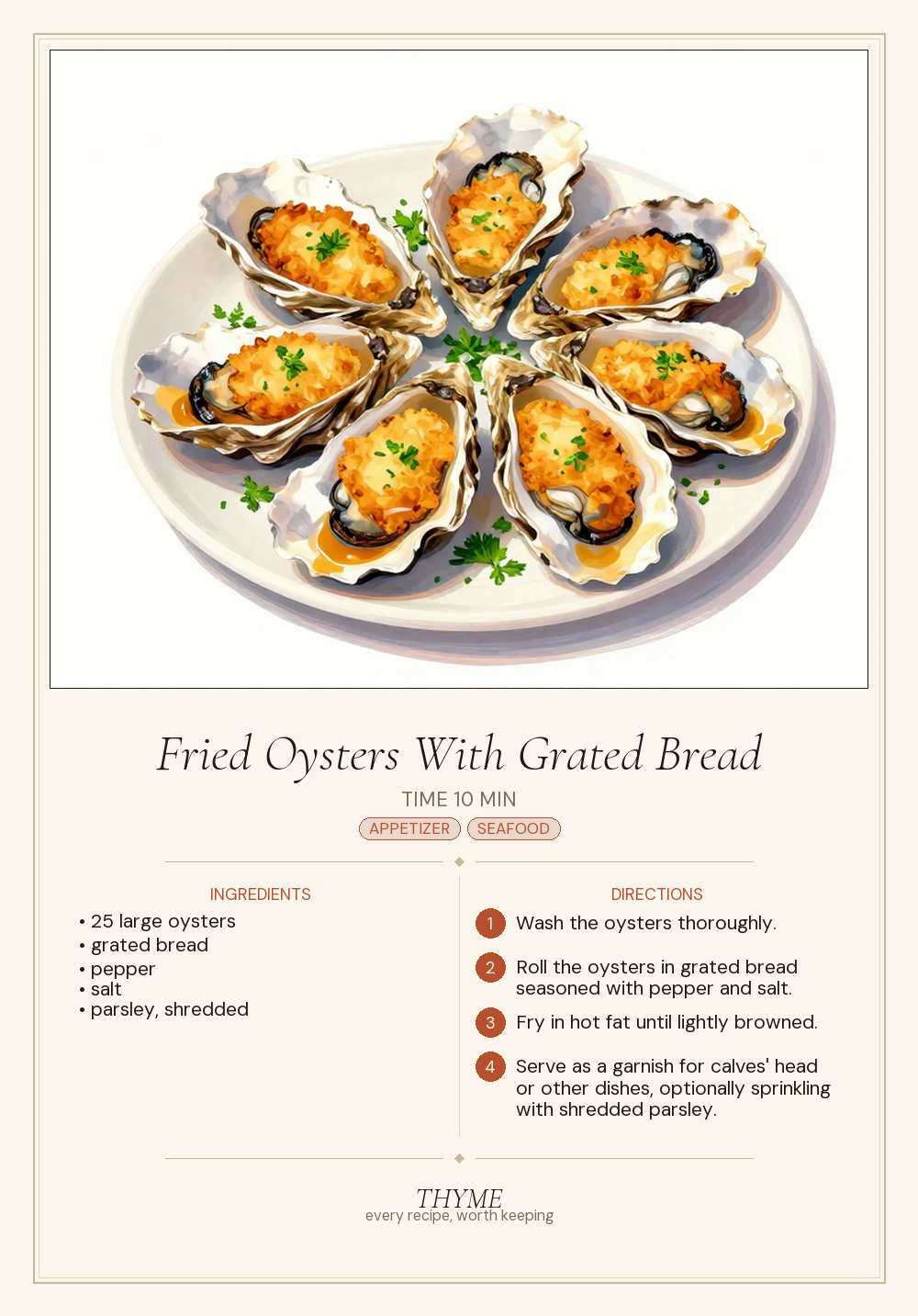 Fried Oysters With Grated Bread