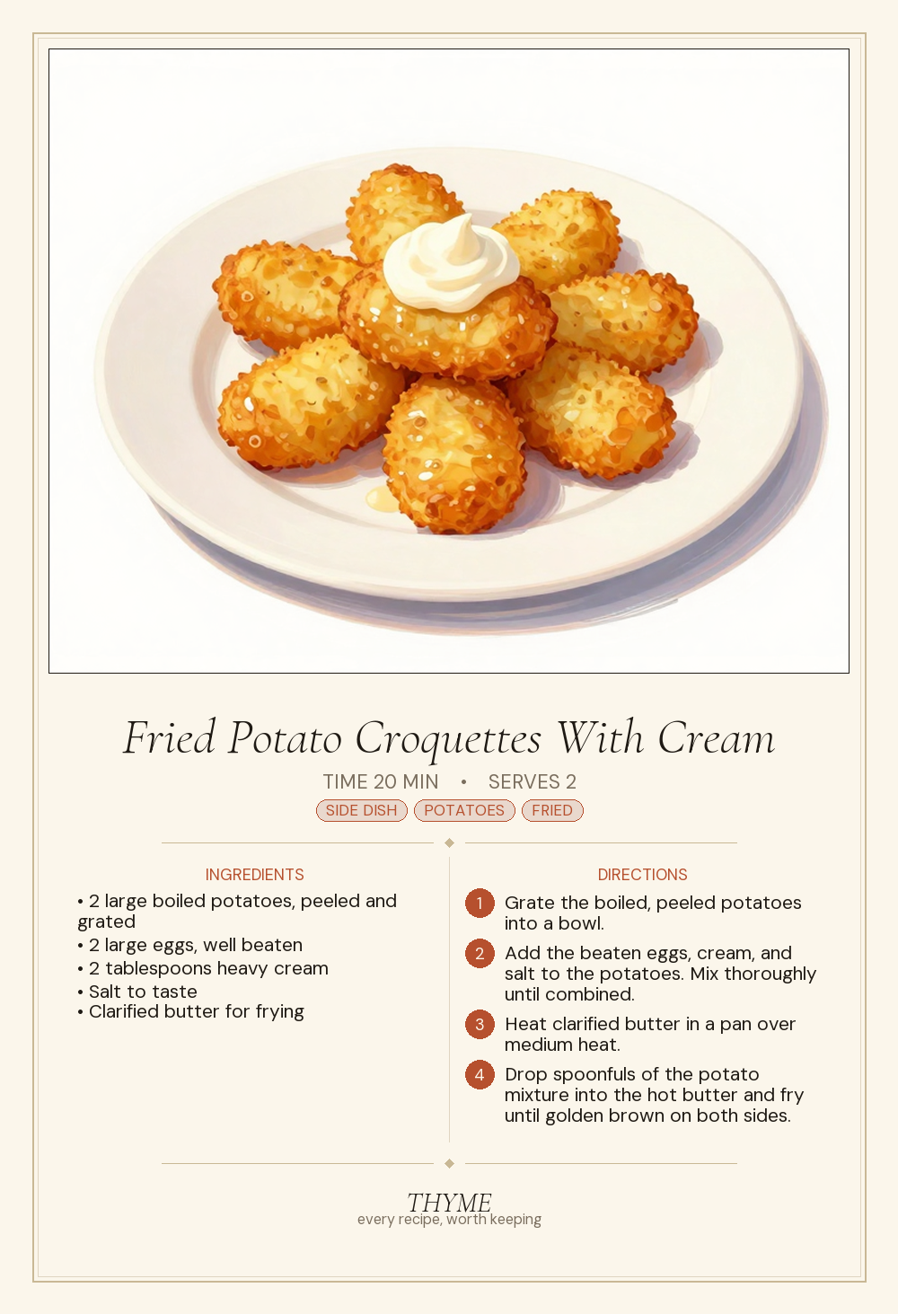 Fried Potato Croquettes With Cream