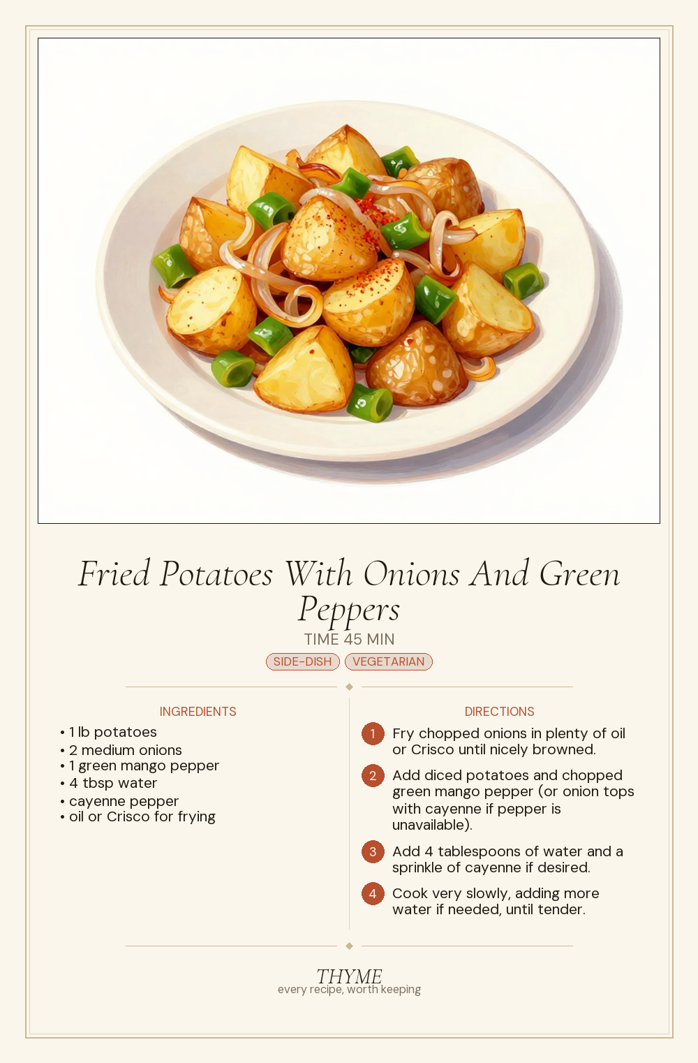 Fried Potatoes With Onions And Green Peppers