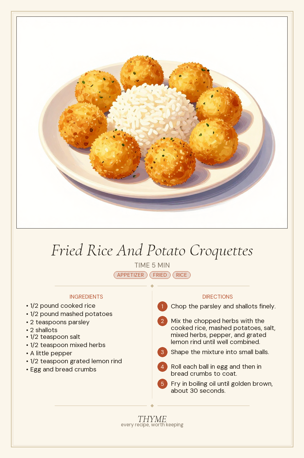Fried Rice And Potato Croquettes