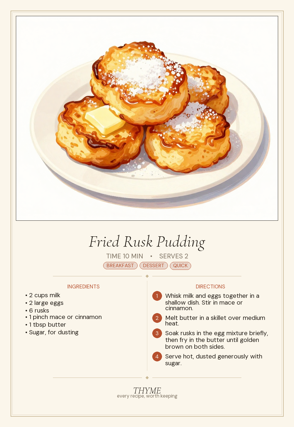 Fried Rusk Pudding