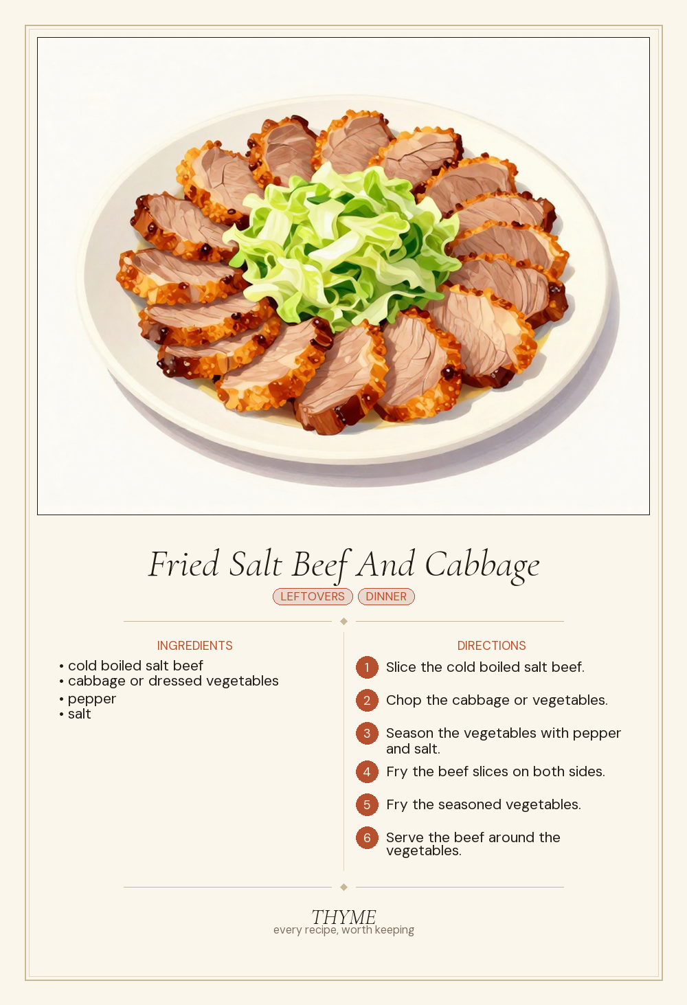Fried Salt Beef And Cabbage