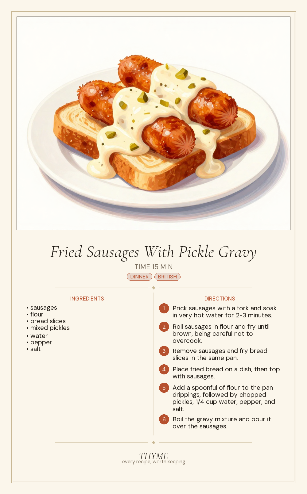 Fried Sausages With Pickle Gravy