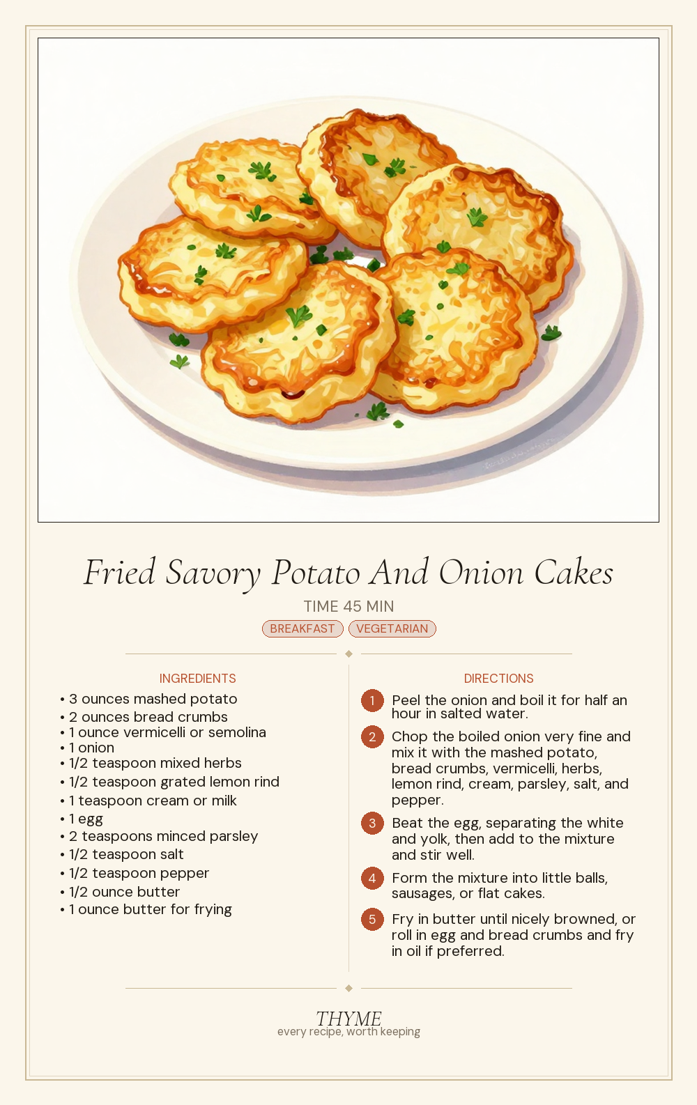 Fried Savory Potato And Onion Cakes