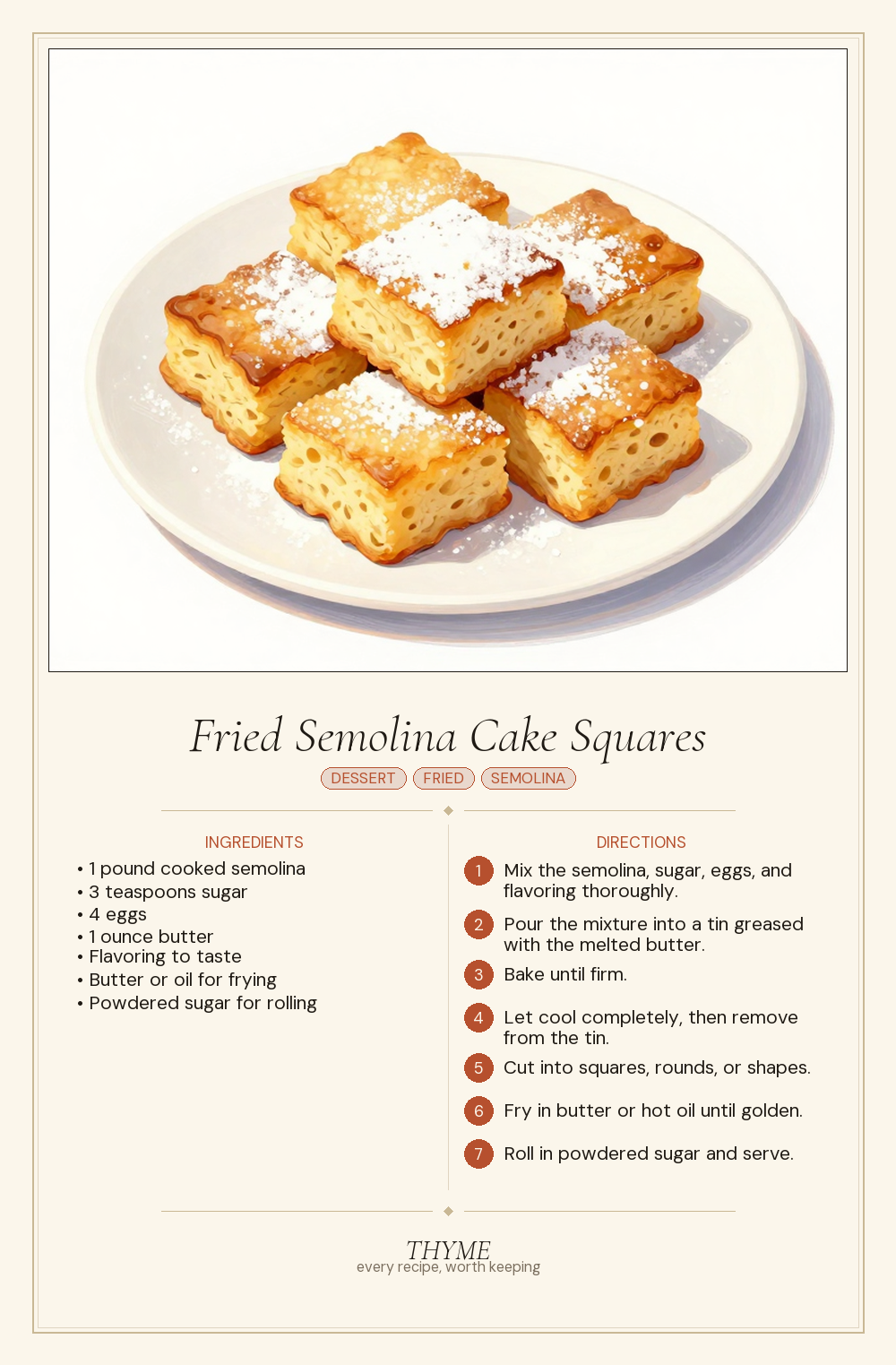 Fried Semolina Cake Squares