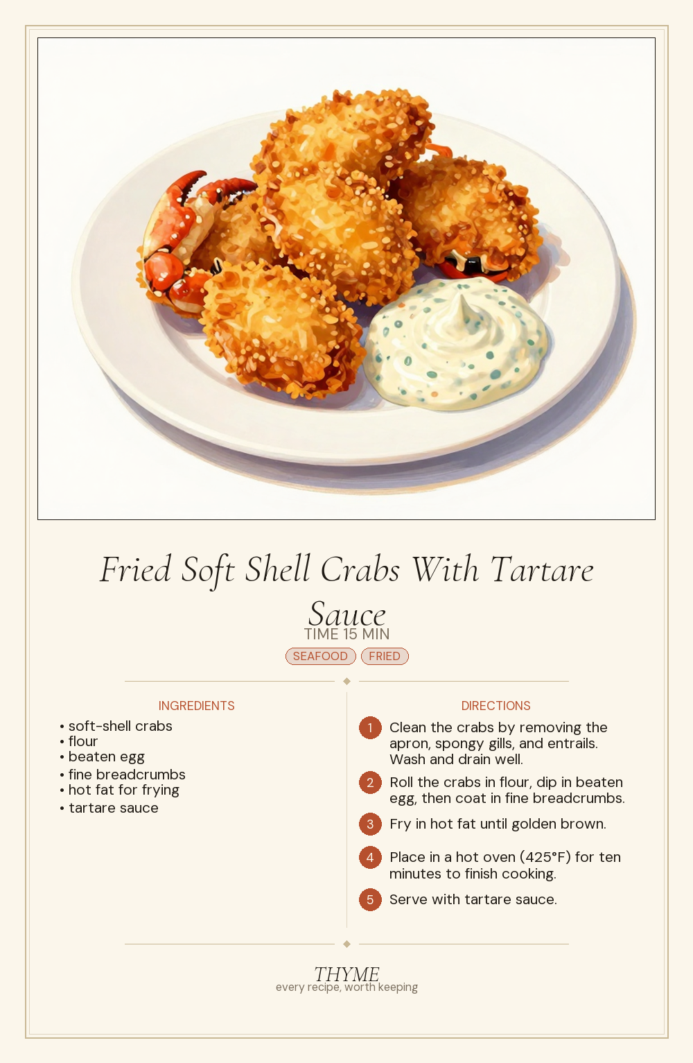 Fried Soft Shell Crabs With Tartare Sauce