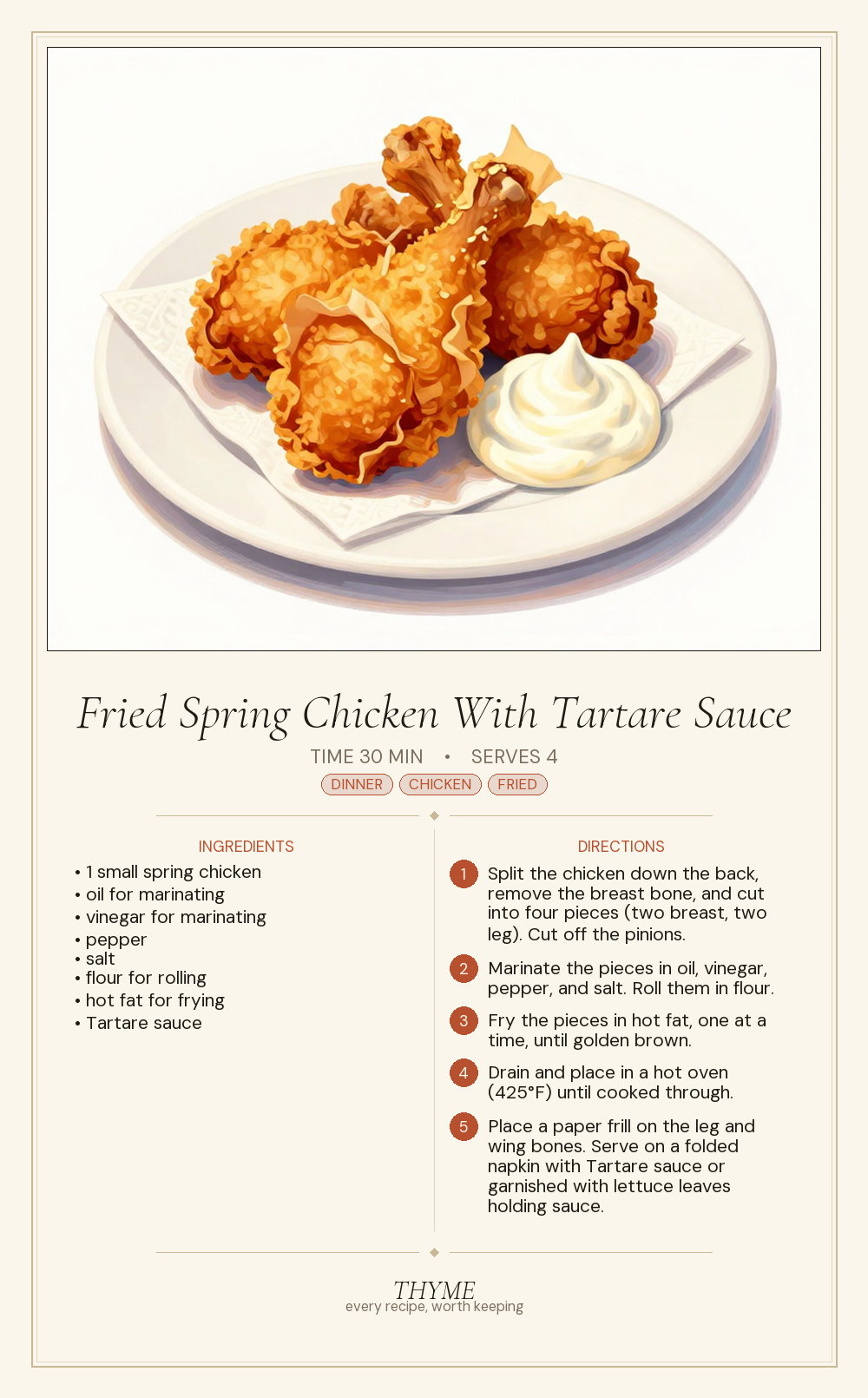 Fried Spring Chicken With Tartare Sauce