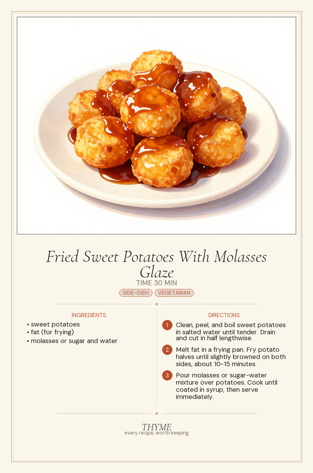 Fried Sweet Potatoes With Molasses Glaze