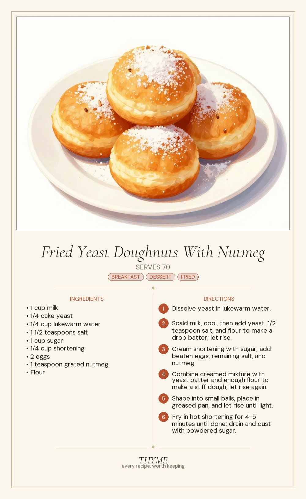 Fried Yeast Doughnuts With Nutmeg