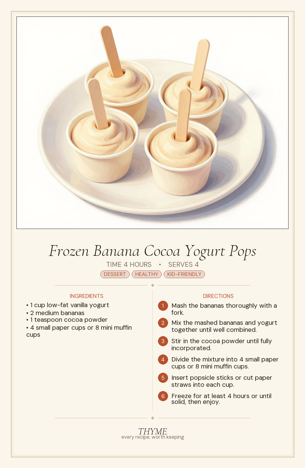 Frozen Banana Cocoa Yogurt Pops