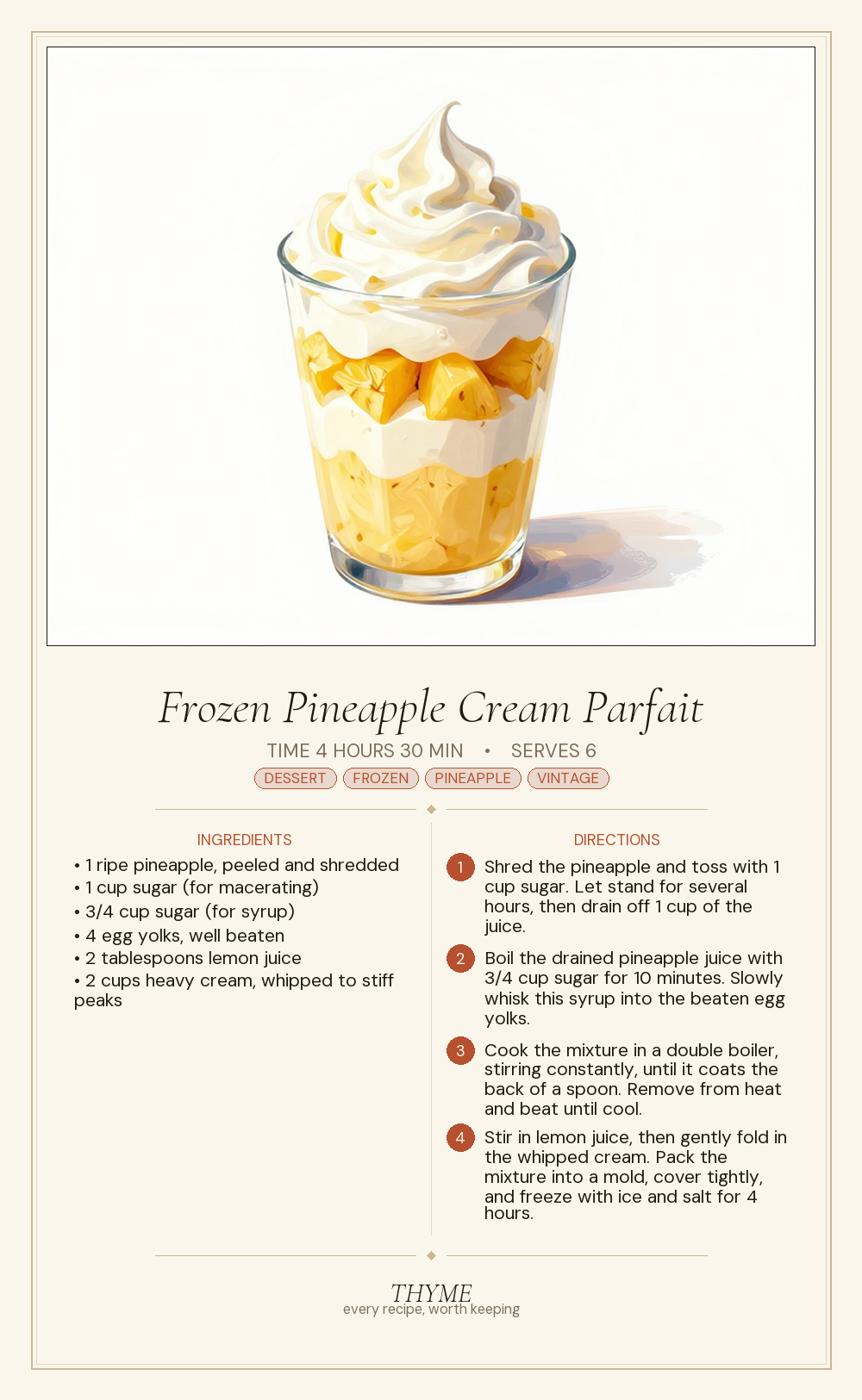 Frozen Pineapple Cream Parfait