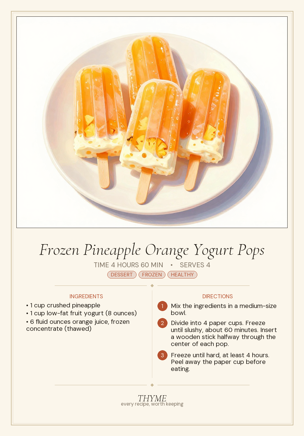 Frozen Pineapple Orange Yogurt Pops