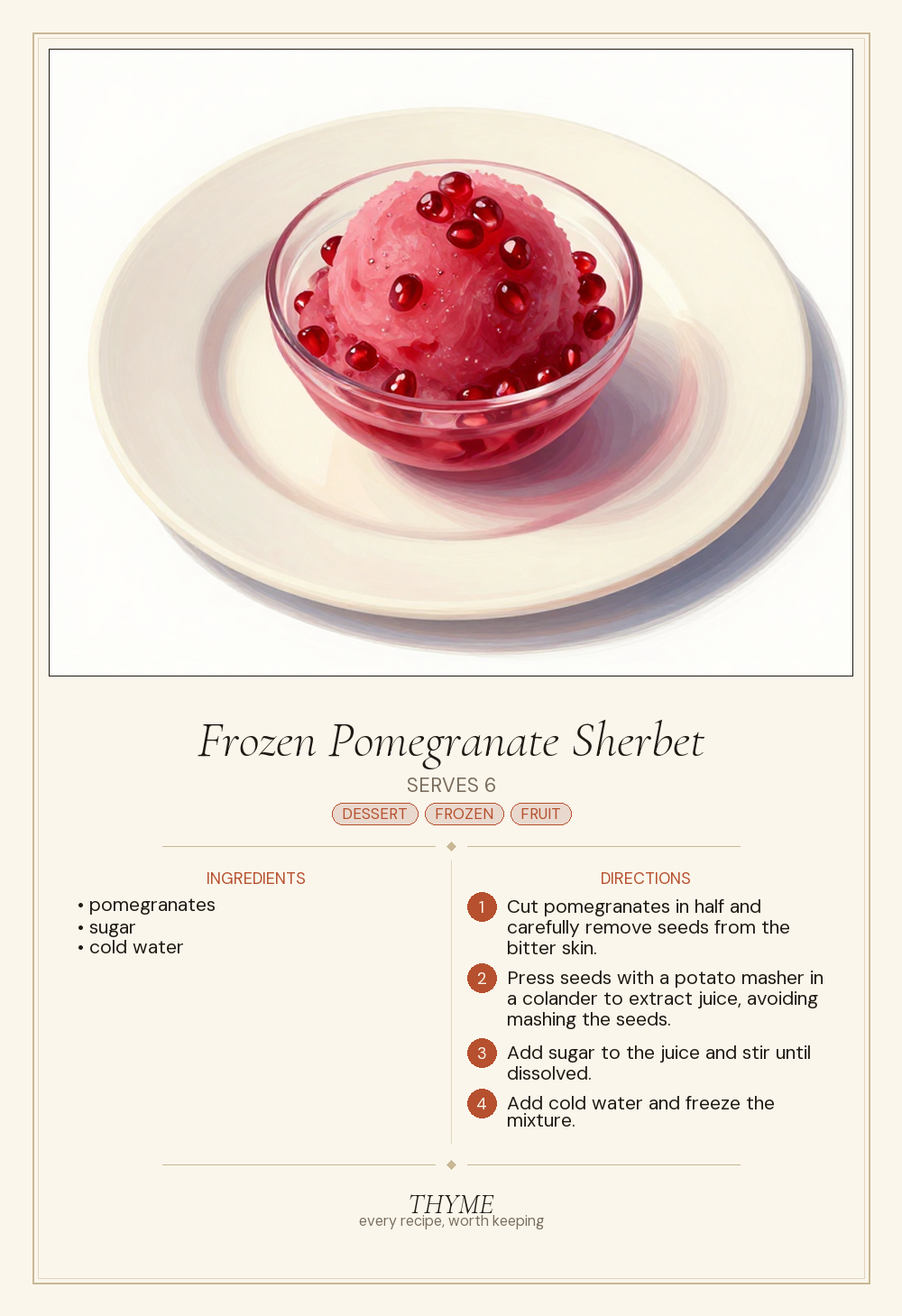 Frozen Pomegranate Sherbet
