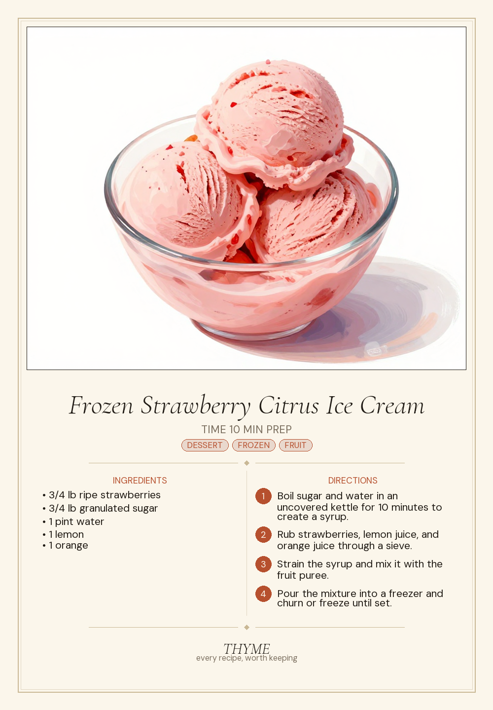 Frozen Strawberry Citrus Ice Cream