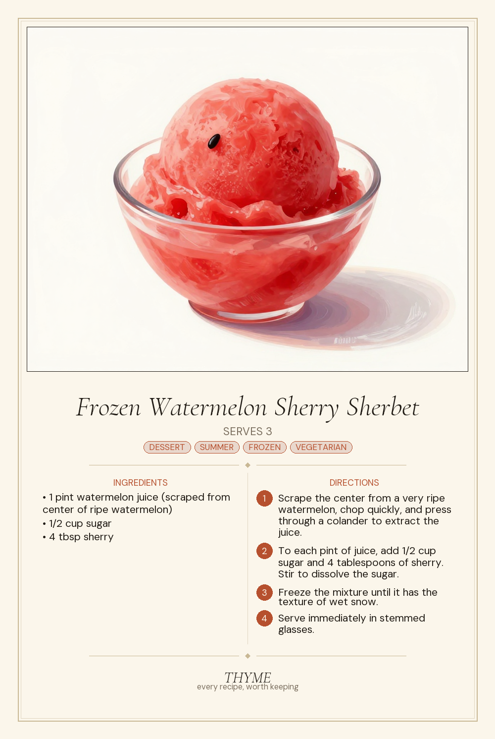 Frozen Watermelon Sherry Sherbet