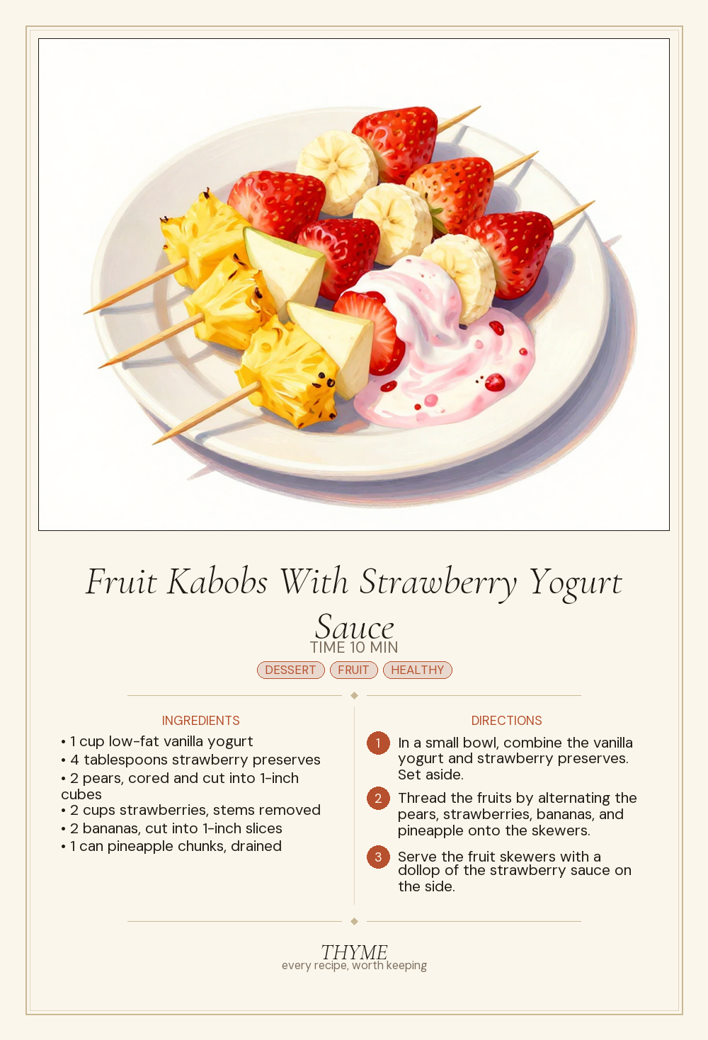 Fruit Kabobs With Strawberry Yogurt Sauce